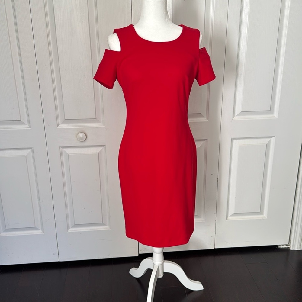 Red cold shoulder dress